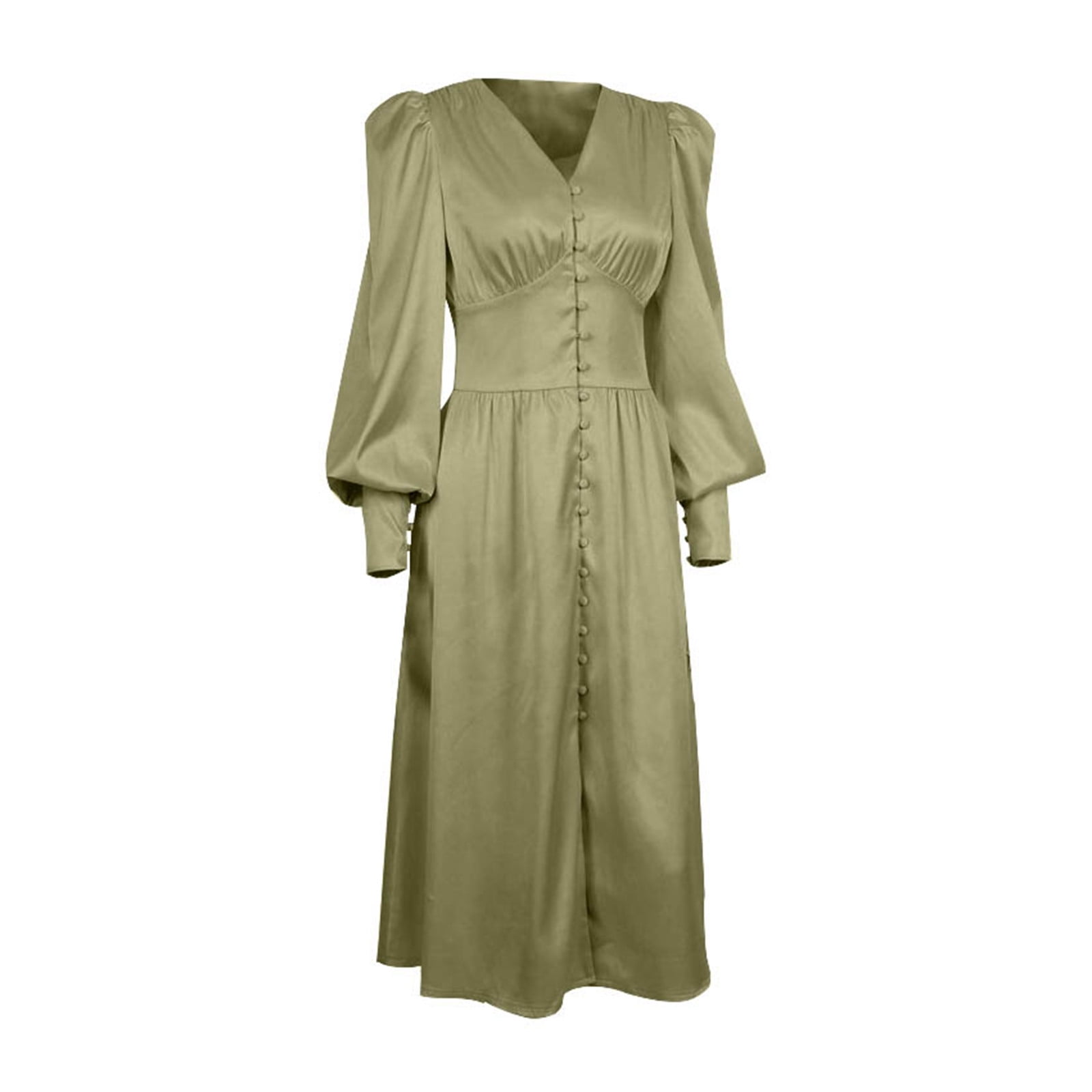 KTJTDRVH Women's Business Summer Casual Tops V Neck Satin Casual Longsleeve Vintage Elegant