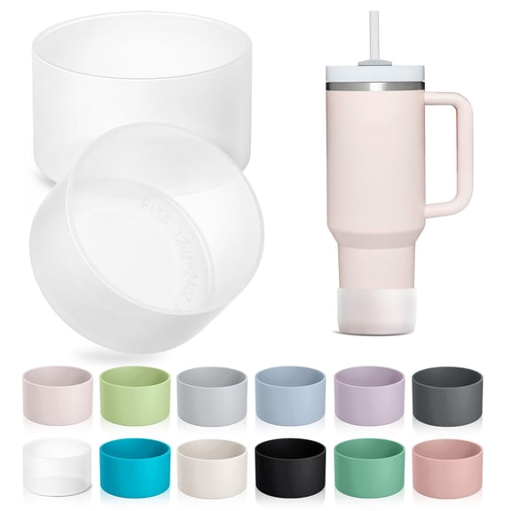 KTKUDY 2-Pack Silicone Boot for Stanley Tumbler 40 30 20 oz & Intended for Hydro Flask 12-24 oz - Cup Boot fit Select Yeti, Simple Modern, Owala Water Bottle - Bottom Cover Accessories Fit Stanley