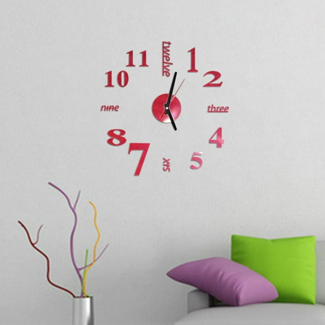 KTMGM Acrylic Modern DIY Wall Clock Mirror Surface Sticker Home Office