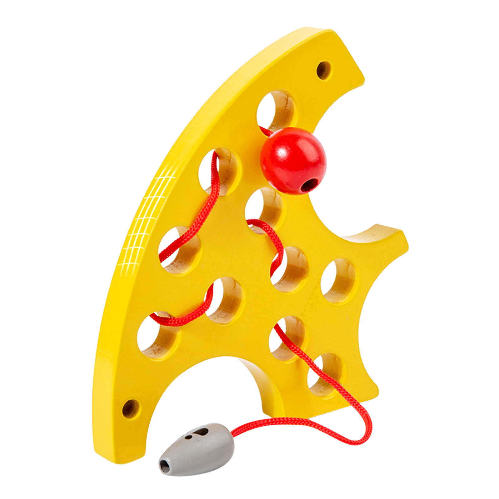 Early Childhood Education Wooden Mouse Cheese Threading Rope Game