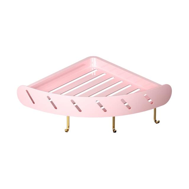 KTMGM Hanging Corner Shelf With 3 Hooks , Bathroom Corner Rack, Hole ...