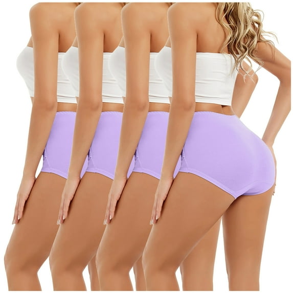 KTMKH 4 Pack Women High Waist Tummy Control Panties Underwear Shapewear Brief Panties
