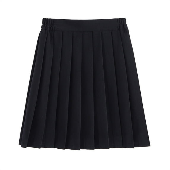 KTMKH A-Line Pleated Vintage Skirts for Women Girls Fashion School Uniform Solid Skirt Academic Style Skirt
