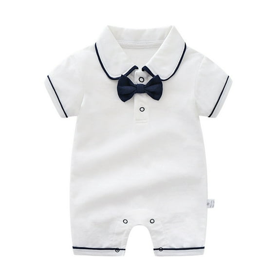 KTMKH Baby Boys Bow Short Sleeve Outsie Bodysuit Banquet Wedding Jumpsuit Clothes For 6-9 Months