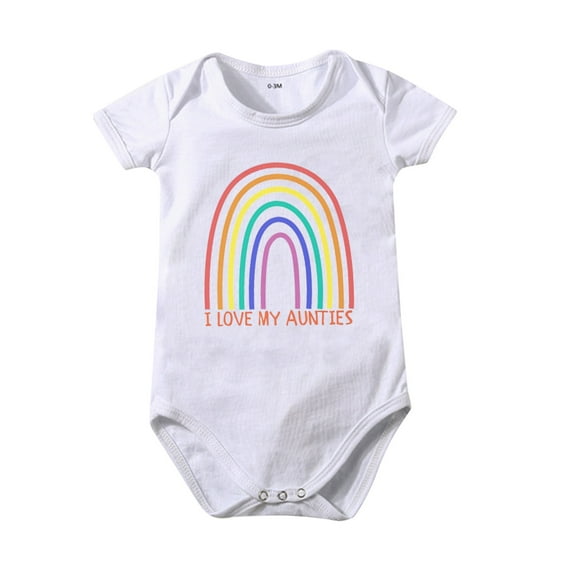 KTMKH Baby Clothing Toddler Clothes Rainbow Print I LOVE MY ANTIES Baby Playsuit For 0 To 24 Months Baby For 0-3 Months