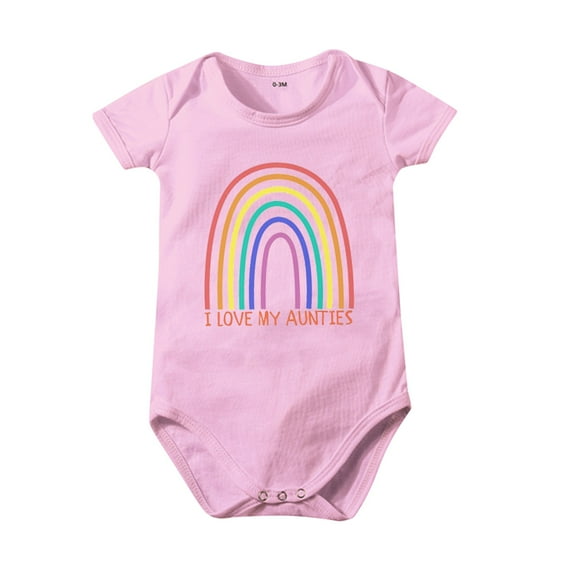 KTMKH Baby Clothing Toddler Clothes Rainbow Print I LOVE MY ANTIES Baby Playsuit For 0 To 24 Months Baby For 6-12 Months
