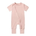 thumbnail image 1 of KTMKH Baby Cotton Rompers Footless Pajamas Zipper Short Sleeve Sleeper Jumpsuit For 3-6 Months, 1 of 3