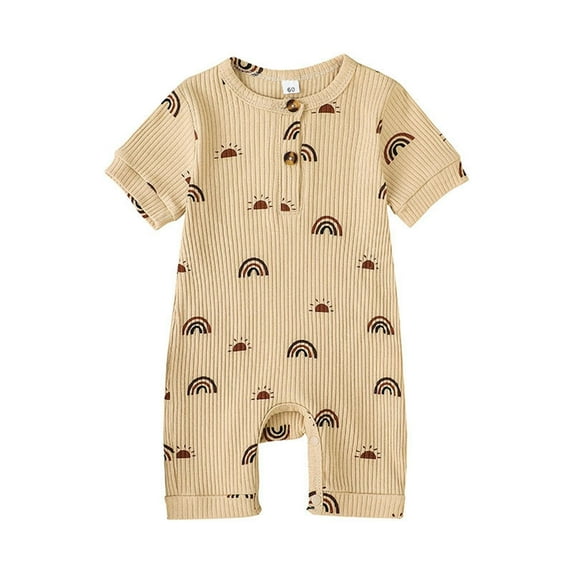 KTMKH Baby Girl / Boy Playsuits Clothes Short Sleeved Jumpsuit Rainbow Print Jumpsuit Summer Suit 3 6 12 18 24 Months For 18-24 Months