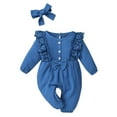 thumbnail image 1 of KTMKH Baby Girl Outfit Romper Clothes Jumpsuit Linen Bow Girl Cotton Lace Girls Outfits For 12-18 Months, 1 of 4