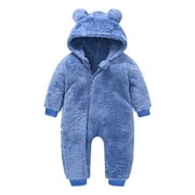 KTMKH Baby Girls Boys Bear Warm Thick Snowsuit Hooded Coat Jumpsuit Warm Outwear For 18-24 Months