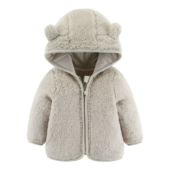 KTMKH Baby Girls Boys Jacket Bear Ears Hooded Outerwear Zipper Warm Winter Coat For 6-12 Months