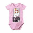 thumbnail image 1 of KTMKH Boys And Girls Cartoon Bunny I AM CHASINGS HUNNIES Print Short Sleeved Crawl Clothes 0 To 24 Months Kids For 0-3 Months, 1 of 3