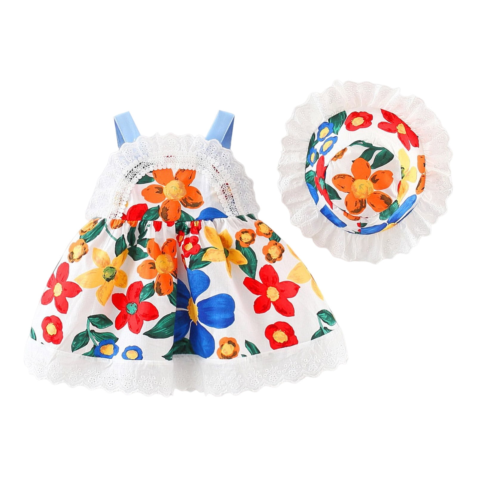 KTMKH Girls Boho Dresses Toddler Girls Sleeveless Floral Prints Lace