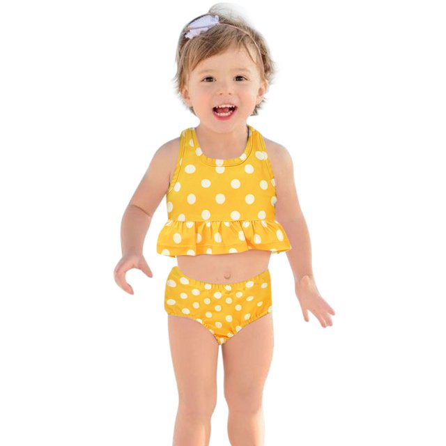 KTMKH Girls Swimsuit Sleeveless Two Piece Summer Baby Ruffles Cartoon