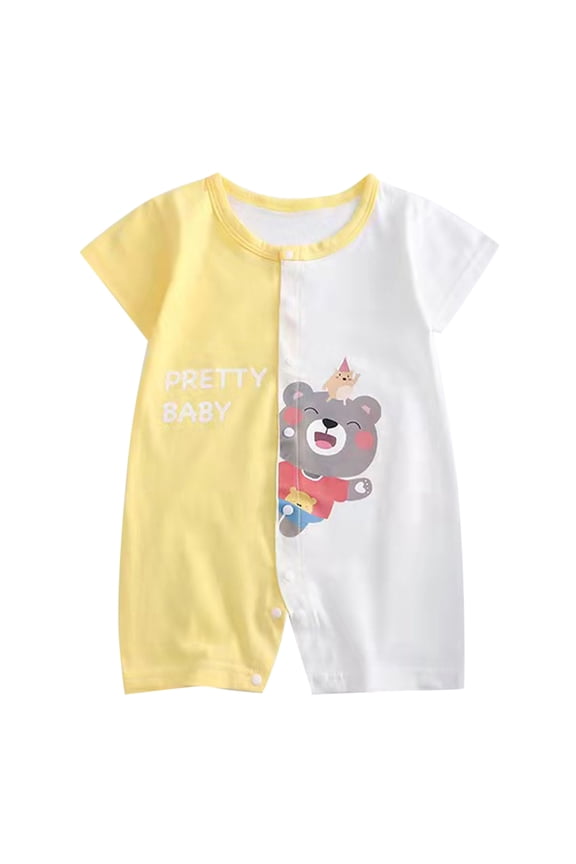 Infant Children Baby Boys Girls Cartoon Romper Short Sleeve Cute Animals Jumpsuit Outfits Clothes For 12-18 Months