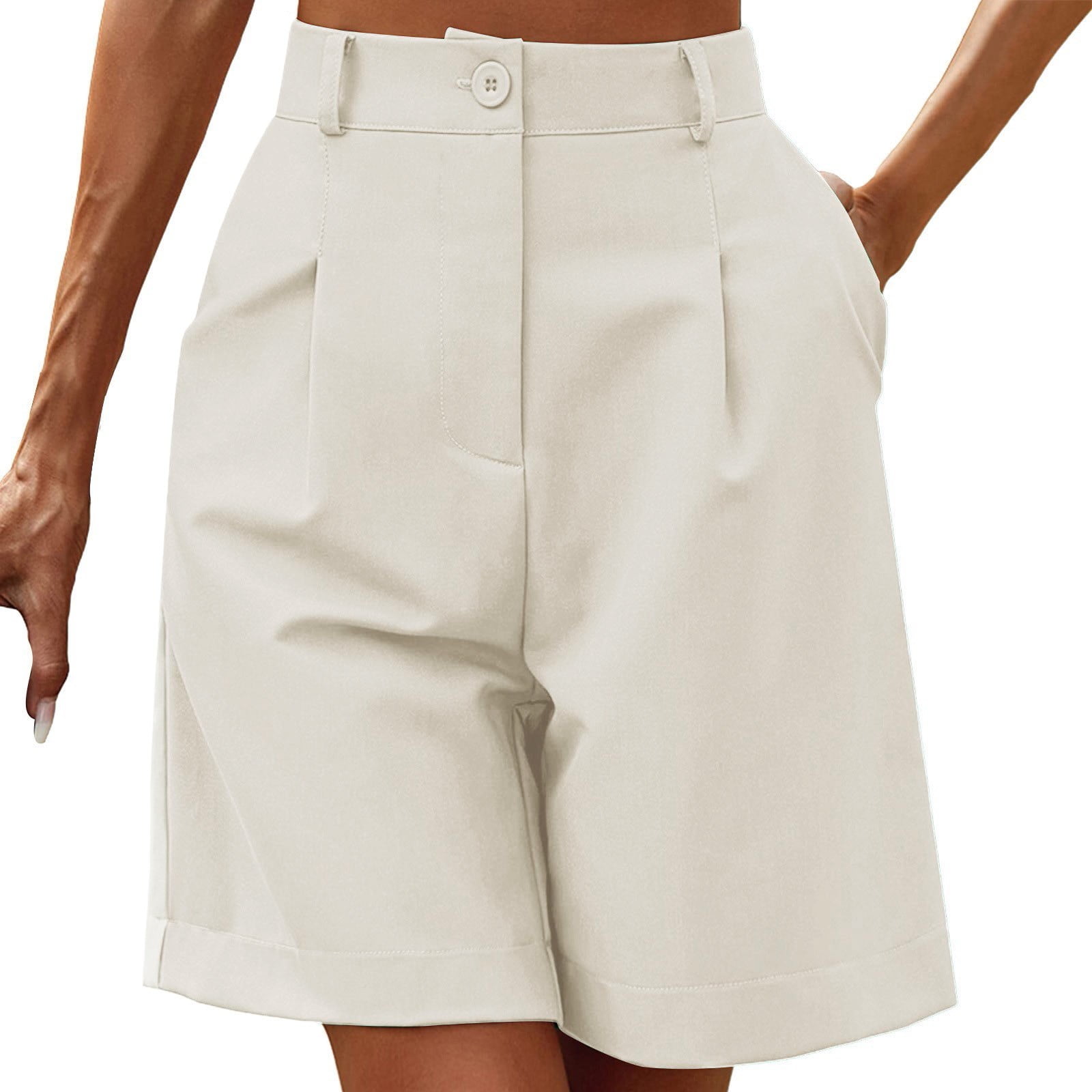 Loose Cotton And Linen Casual Pocket High Waist Wide Leg Shorts