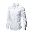 thumbnail image 1 of KTMKH Men's Fashion Business Leisure Lapel Pure Color Long-sleeved Shirt Top Blouse, 1 of 2