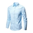 thumbnail image 1 of KTMKH Men's Fashion Business Leisure Lapel Pure Color Long-sleeved Shirt Top Blouse, 1 of 2