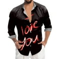 thumbnail image 1 of KTMKH Mens Valentines Day Digital 3D Printed Button Lapel Long Sleeve Shirt Top, 1 of 4