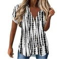 thumbnail image 1 of KTMKH Oversized Button Down Shirts For womens Short Sleeve V-Neck Tee Shirts Casual Print Black Lfashion Woman Blouses, 1 of 5
