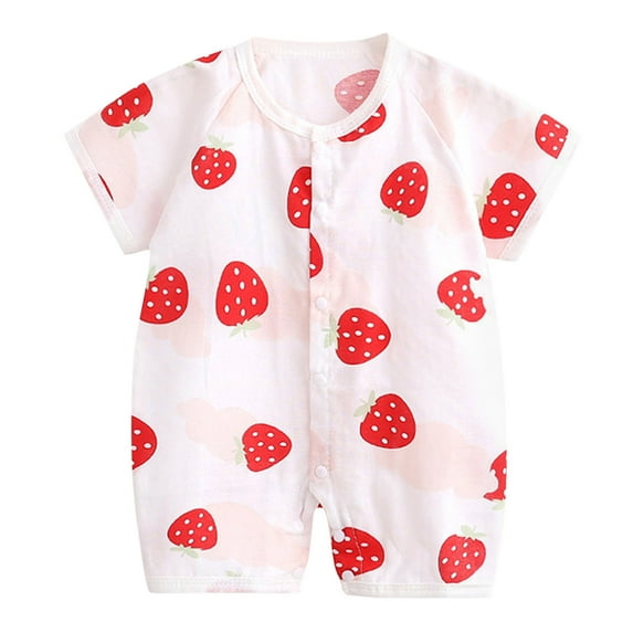 KTMKH Summer Outfit Baby Girls Boys Button Cartoon Dinosaur Floral Kimono Romper Jumpsuit Short Sleeve Playsuit Clothes For 9-12 Months