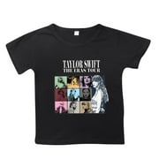 KTMKH Taylors Tshirt Swifts Short Sleeve Girls Soft Crew Neck T Shirts 5 Color Printed T Shirt 4-5 Years