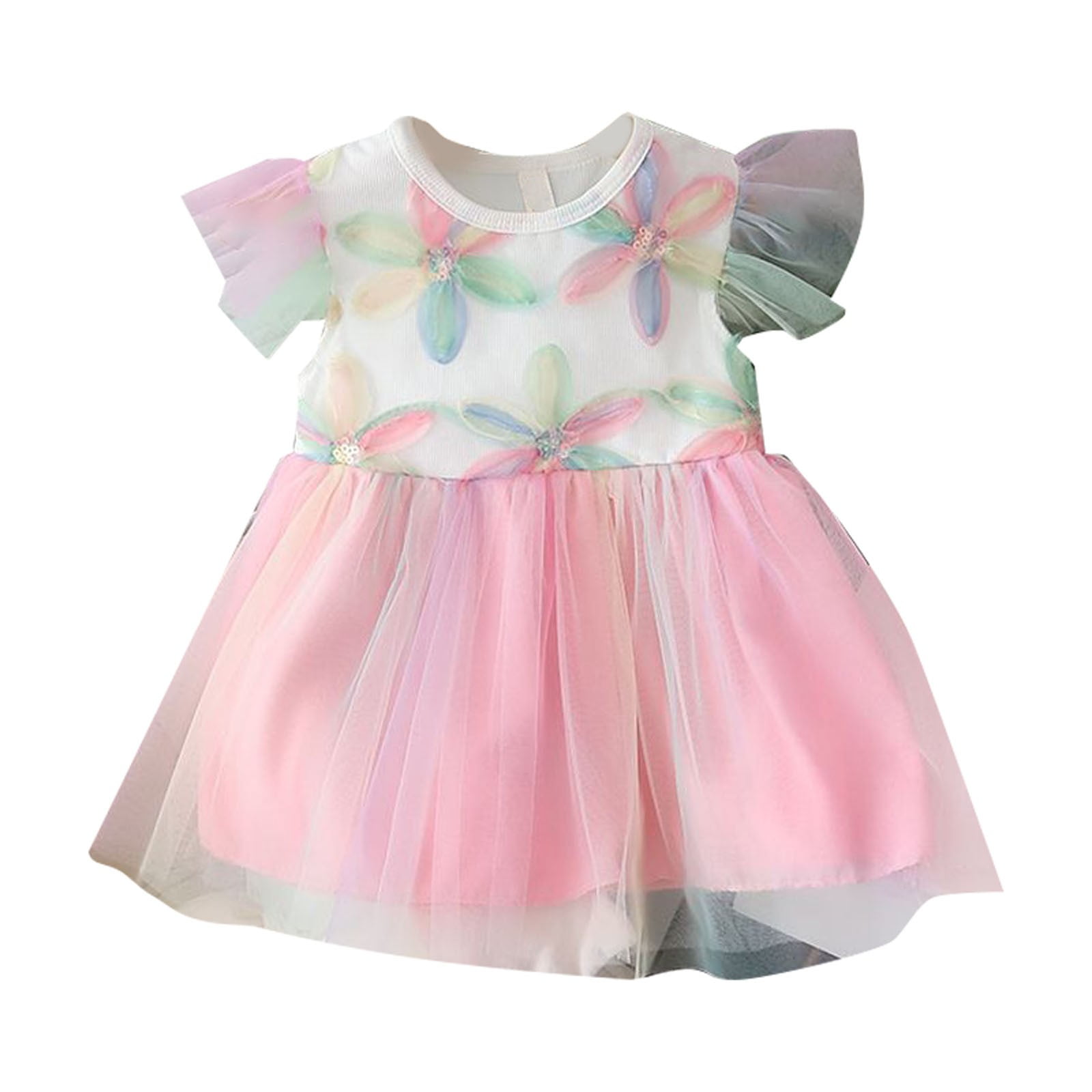 KTMKH Toddler Baby Girl Dress Summer New Five Color Petal Print Small