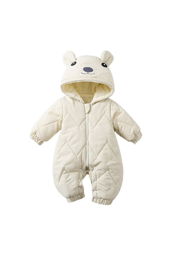 Toddler Baby Snowsuit Jumpsuit Winter Bear Suit Winter Coat Warm Hooded Jumpsuit Boys Girls for Kids 0-3 Months