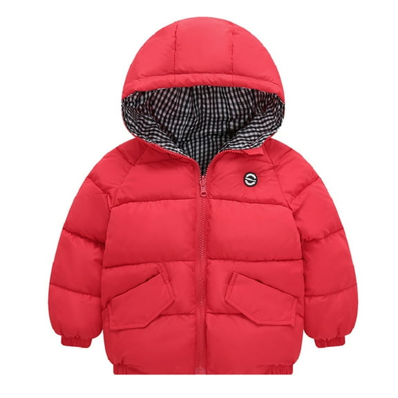 KTMKH Toddler Baby Winter Coat Boys Girls Winter Warm Jacket Outerwear Plaid Coats Hooded Padded Outwear for Kids 12-18 Months