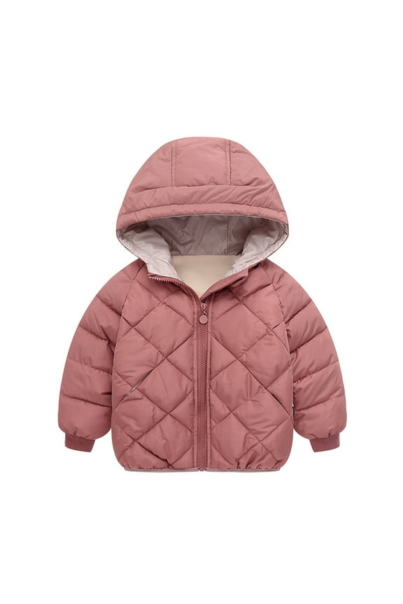 Toddler Baby Winter Coat Boys Girls Winter Warm Solid Coats Ears Hooded Padded Jacket Outwear for Kids 18-24 Months