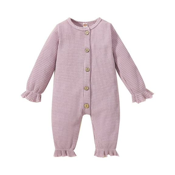 KTMKH Toddler Kids Baby Romper Girls Long Sleeve Winter Plaid Jumpsuit Outwear Pink Outfits For 12-18 Months