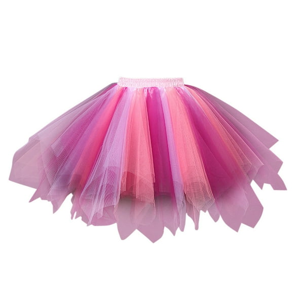 KTMKH Women's Classic Tulle Tutu Skirt Dancing Colours Quality Skirt High Pleated Short Skirt Adult Skirt