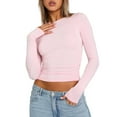 thumbnail image 1 of KTMKH Women's Long Sleeve Crew Neck Slim Fit T Shirts 2024 Y2k Clothes Spring Summer Basic Going Out Tops, 1 of 8