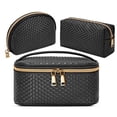 thumbnail image 1 of KTMOUW Makeup Bag 3 Pcs waterproof Cosmetic Bag Portable Travel Cosmetic Bag Weave Organizer storage bag, 1 of 8