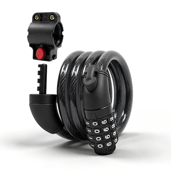 Gpower Bike Lock with Combination 4 ft Bicycle Lock Secure 4 Digit Resettable Cable Lock,Black