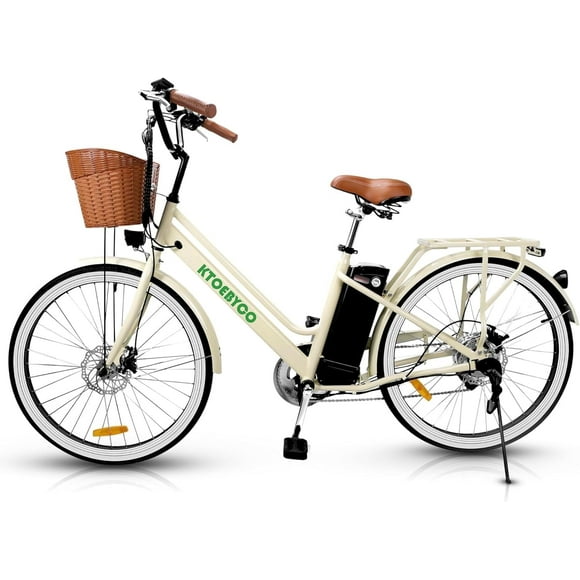 KTOEBYCO Electric City Bike for Adults 26",Peak 750W E-Commuter Bikes 48V 10AH UL2849,Beige