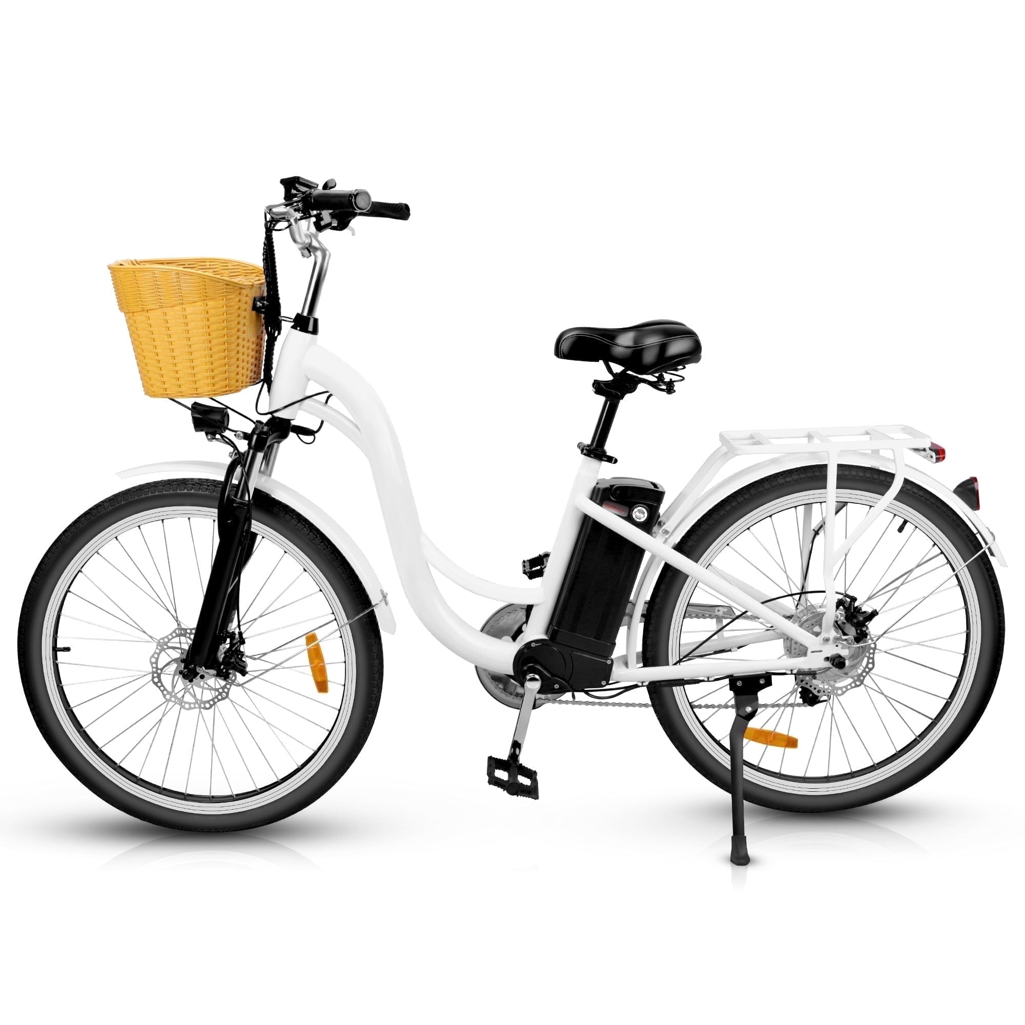 Gpower Electric City Bike for Adults 26",Peak 750W E-Commuter Bikes 48V 10AH UL2849,White