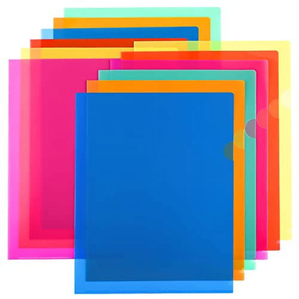  KTRIO 48 Pack Plastic File Folders, Clear Colored Project  Pockets Plastic Sleeves, L-Type Documents Folder Jacket, Paper Sheet  Protectors for Office School, Fits Letter Size, 6 Assorted Colors : Office  Products