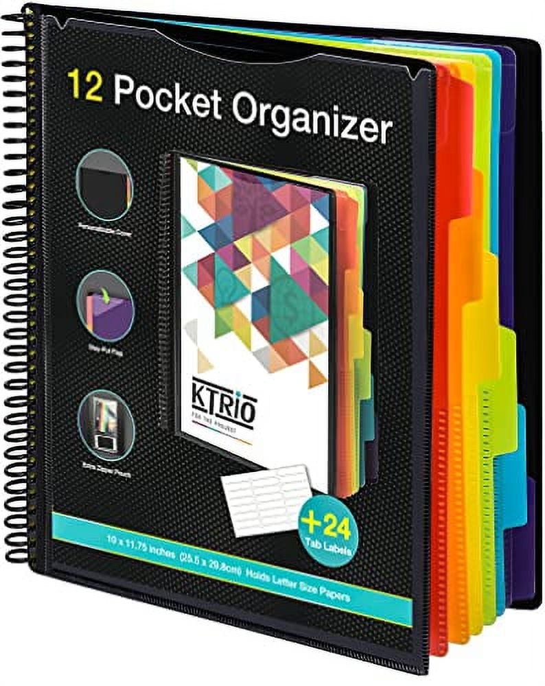 KTRIO 12 Pocket Poly Project Organizer, Binder Organizer Spiral Project ...