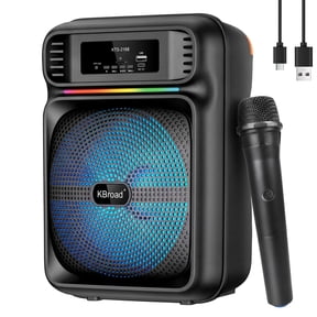 Karaoke Machine, Portable Bluetooth Speaker with Wireless Microphone, Portable Speaker for Home & Travel Singing, Gifts for Girls & Boys