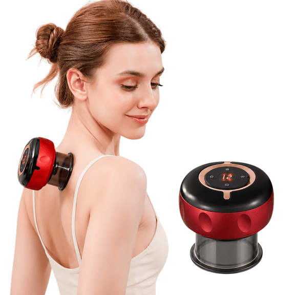 KTS 5-in-1 Electric Cupping Massager with Red Light Heat, 12-Level Suction, Gua Sha Scraping, Remote Control and 3 Cups
