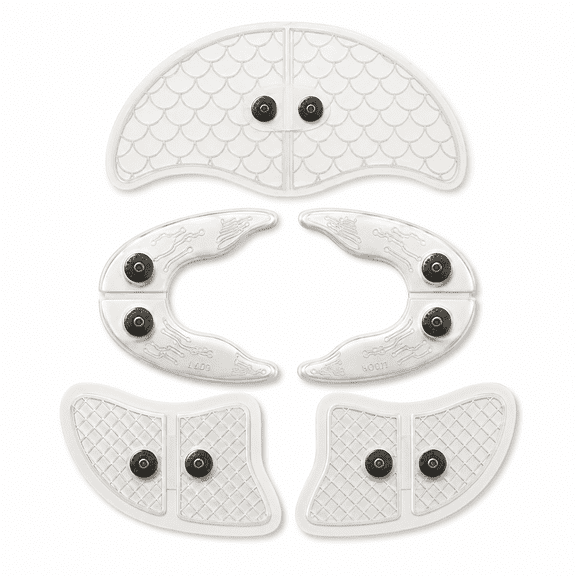 KTS EMS Facial Replacement Pads, 5-Piece Reusable Conductive Gel Electrode Set with Snap Connectors for Forehead Cheek and Jawline, Device Not Included