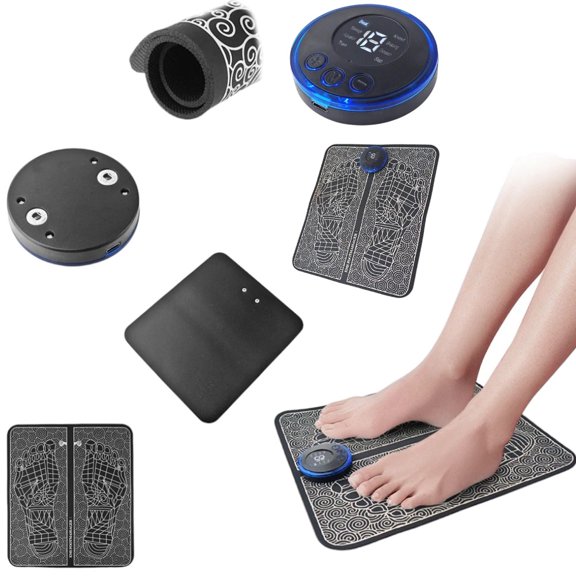 KTS EMS Foot Massager, Foot Circulation Stimulator with Remote Control, Rechargeable Pulse Massage Pad, 8 Modes 19 Levels