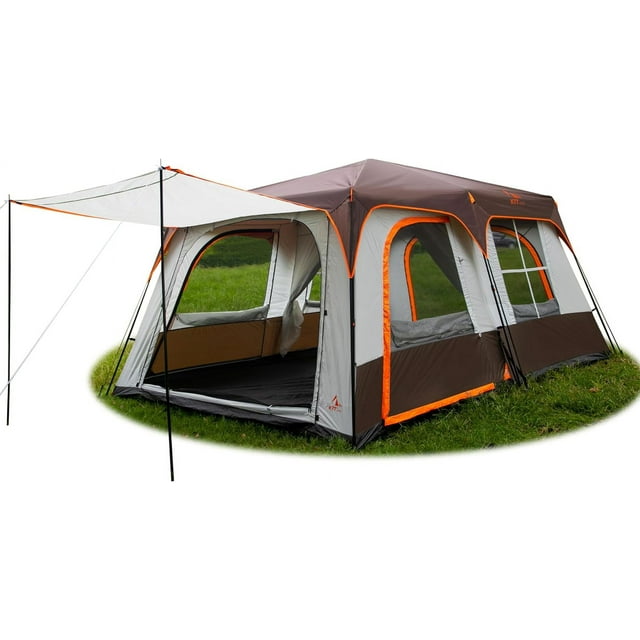KTT Extra Large Tent 1012 Person(A),Family Cabin Tents,2 Rooms,3 Doors and 3 Windows with Mesh