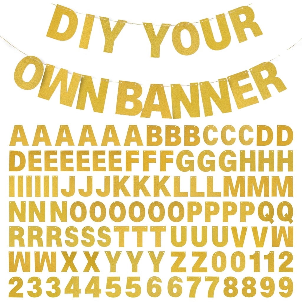 KTUYPOER Gold Glitter DIY Letter Banner Kit, Custom Hanging Party ...