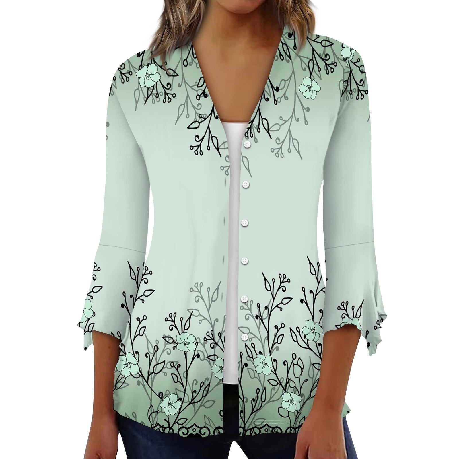 KTYNE Plus Size Shrugs 3/4 Sleeve Summer Cardigans for Women