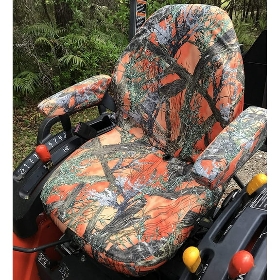 KU25 Kubota series tractors. Will fit model B2301, B2601 Durafit Seat Covers, Custom Fit Kubota Seat Covers for tractor B2301 B2601 and MX6000 cab tractor, B2301HSD, & More in Orange Camouflage Endura