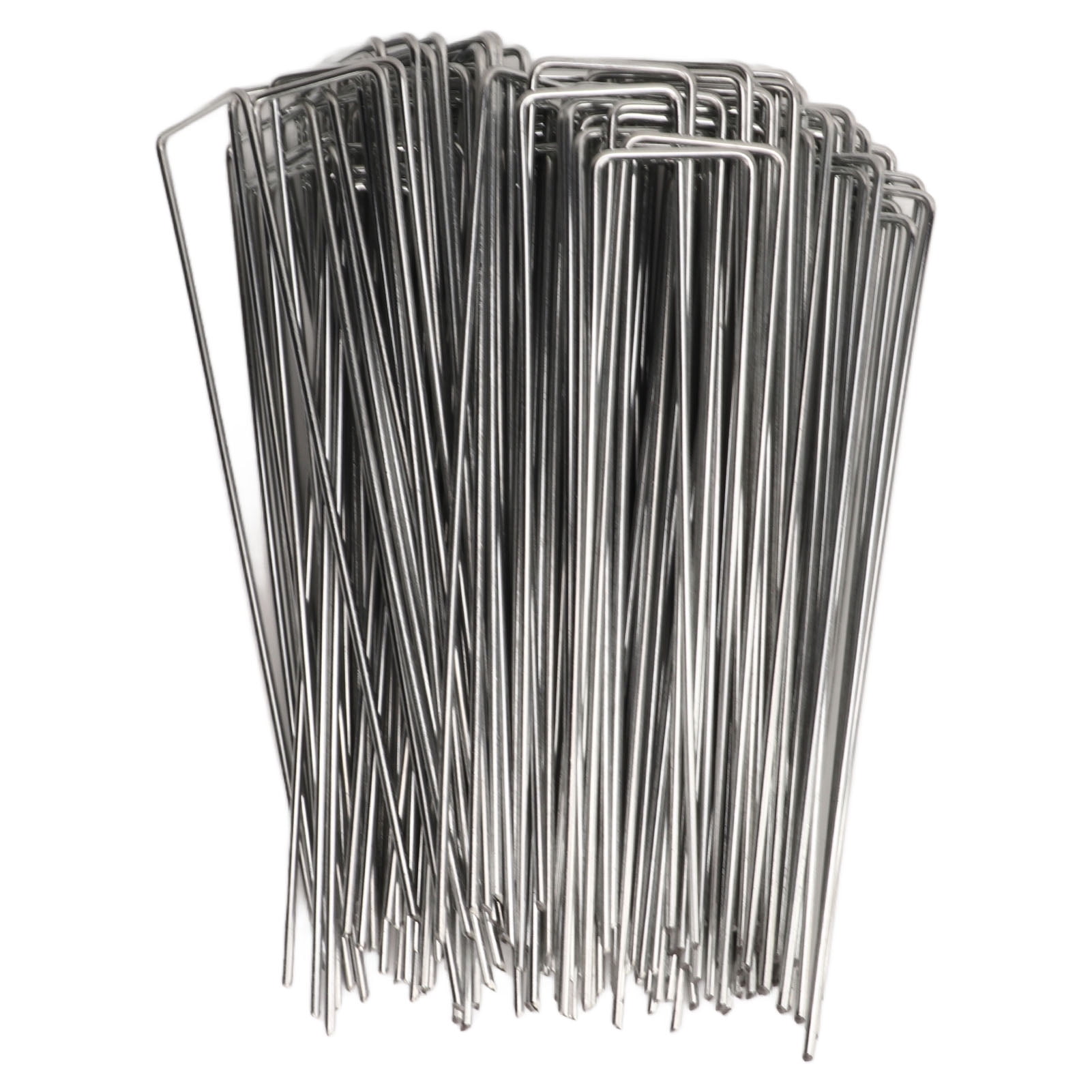 KUAA 100Pcs U Shaped Garden Stakes Galvanized Steel Landscape Stakes Pins for Weed Barrier Sod