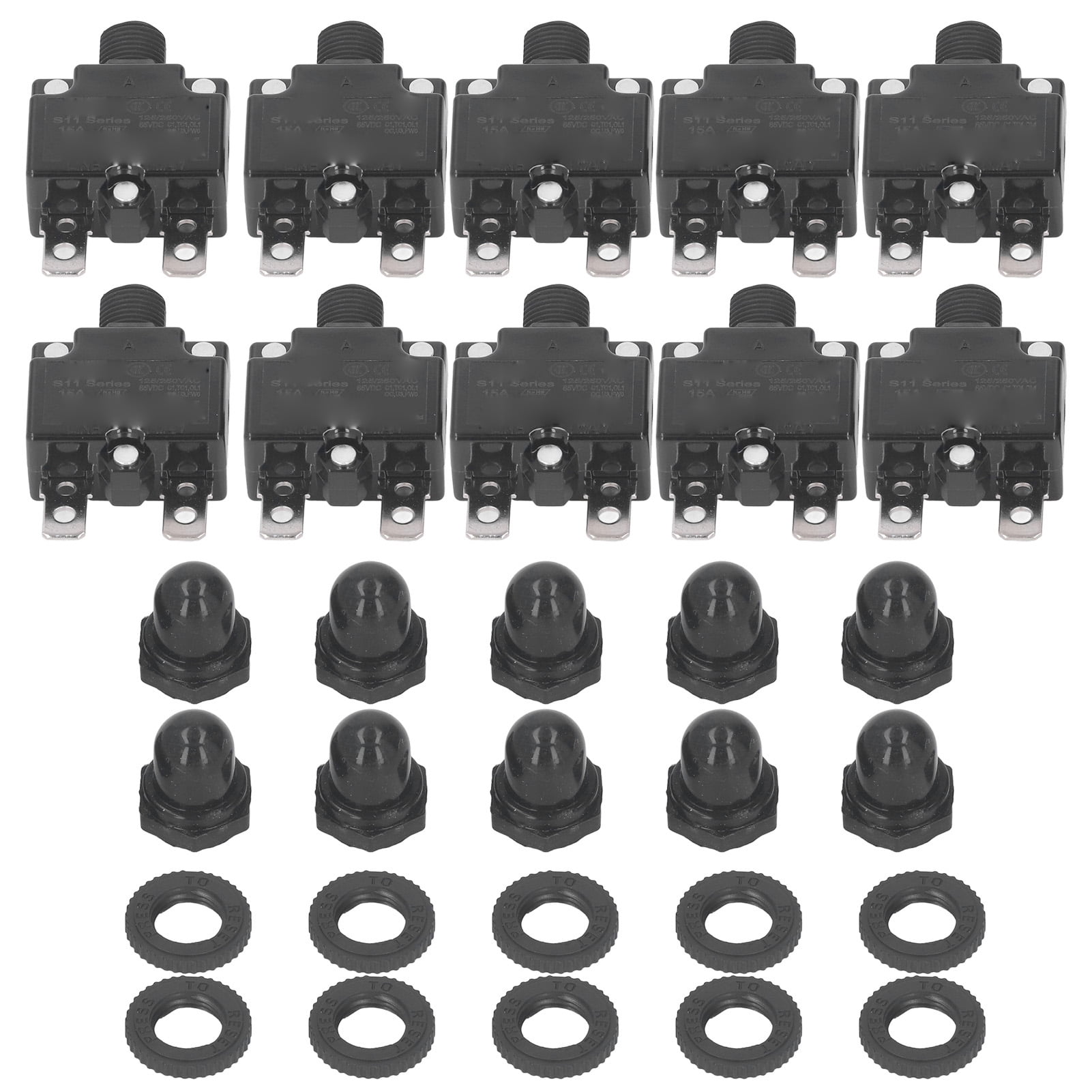 KUAA 10Pcs Automatic Reset Relay Fuse 15A Thermal Switch Circuit Breaker Overload Protector