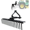 thumbnail image 1 of KUAFU 50 in Landscape Rake, 3 Point Rake for Category-0 Tractor, 360 Angle Adjustment for House, Garden, Farm, Clearing Brush, Raking Arenas, Preparing Soil Steel Black Powder Coated, 1 of 8